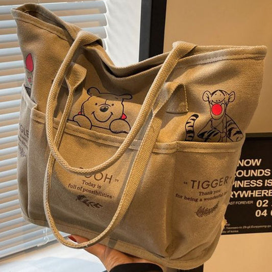Retro Female Large Capacity Canvas Class Book Shoulder Bags