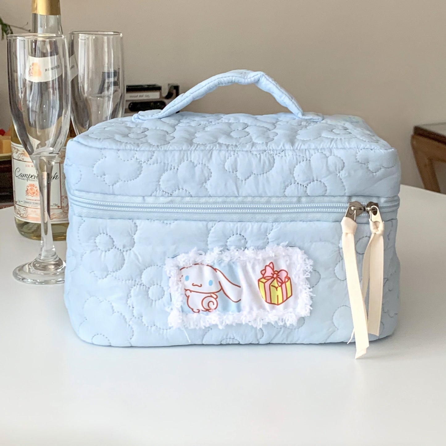 Storage Portable Large Capacity Quilted Patch Cosmetic Bags