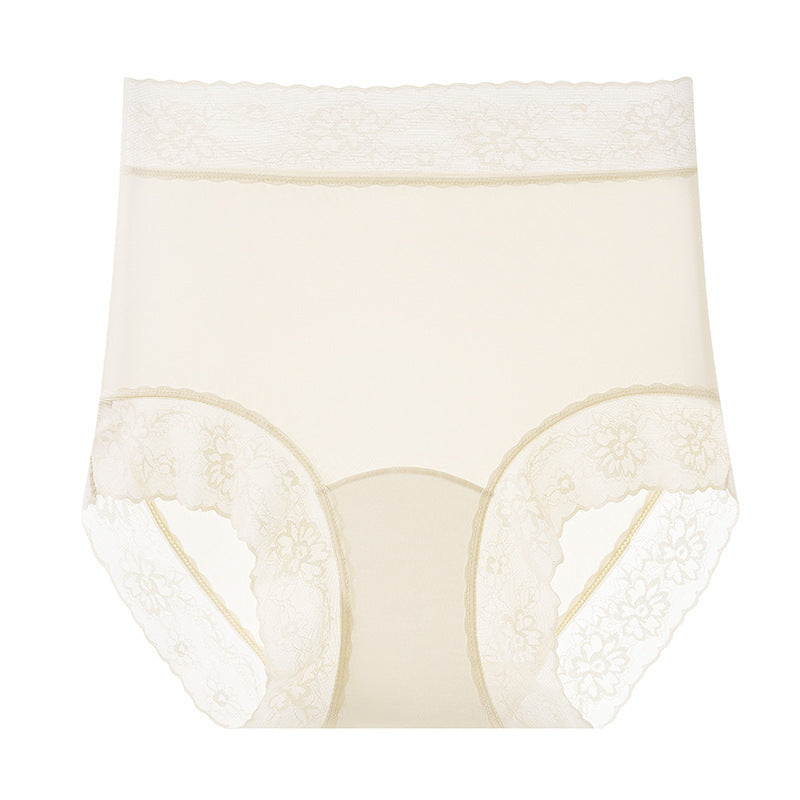 Women's Ice Silk Camellia Pla High Waist Panties