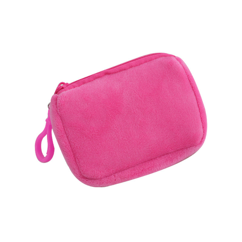 Glamorous Color Candy Plush Earphone Simple Coin Purses
