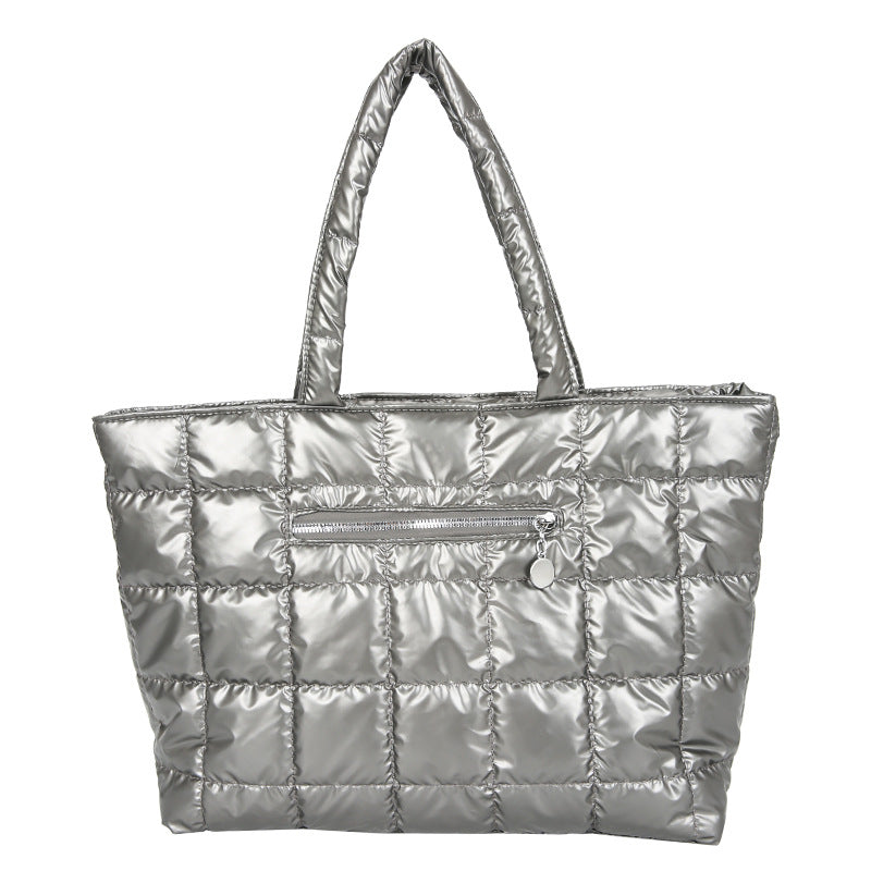 Korean Down Fashion Diamond Embroidery Thread Winter Cotton Women's Shoulder Bag