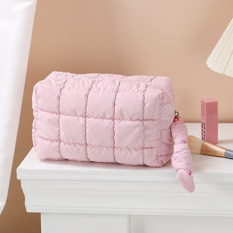 Embroidered White Storage Space Cotton Jacket Makeup Bag