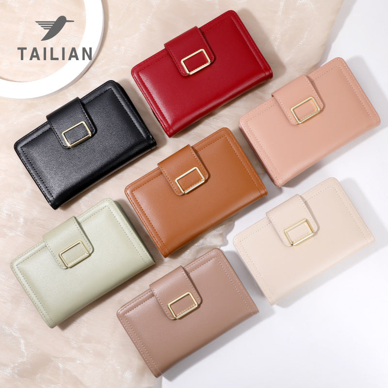 Women's Solid Color Short Medium Style Korean Ladies Wallets