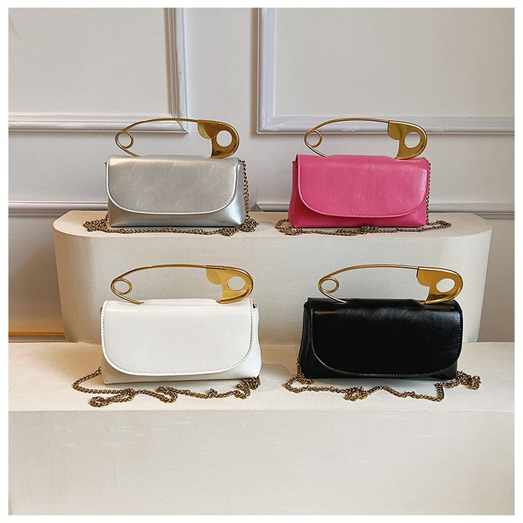 Women's Personalized Paper Clip Fashionable Korean Style Chain Portable Bags