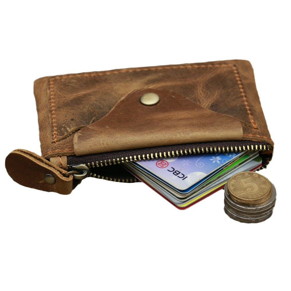 Genuine Leather Cowhide Crazy Horse Brown Card Holder