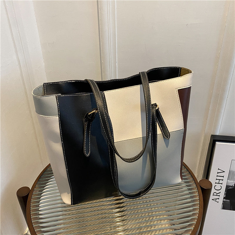 Women's Fashion Stitching Candy Color Western Style Soft Surface Handbags