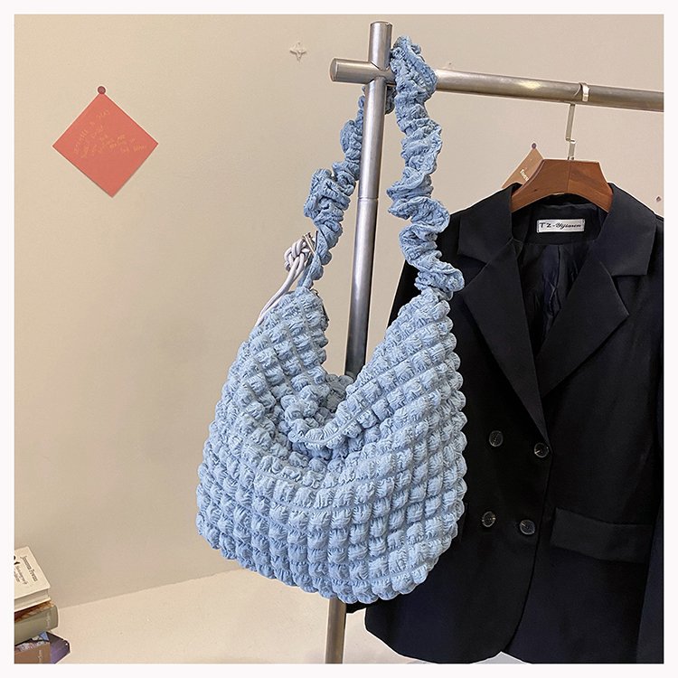 Pleated Cloud Versatile Large Capacity Seersucker Crossbody Bags