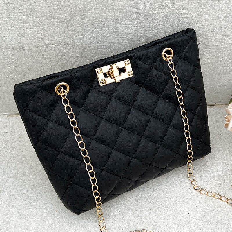 Women's Fashion Trend Rhombus Metal Chain Women's Shoulder Bag