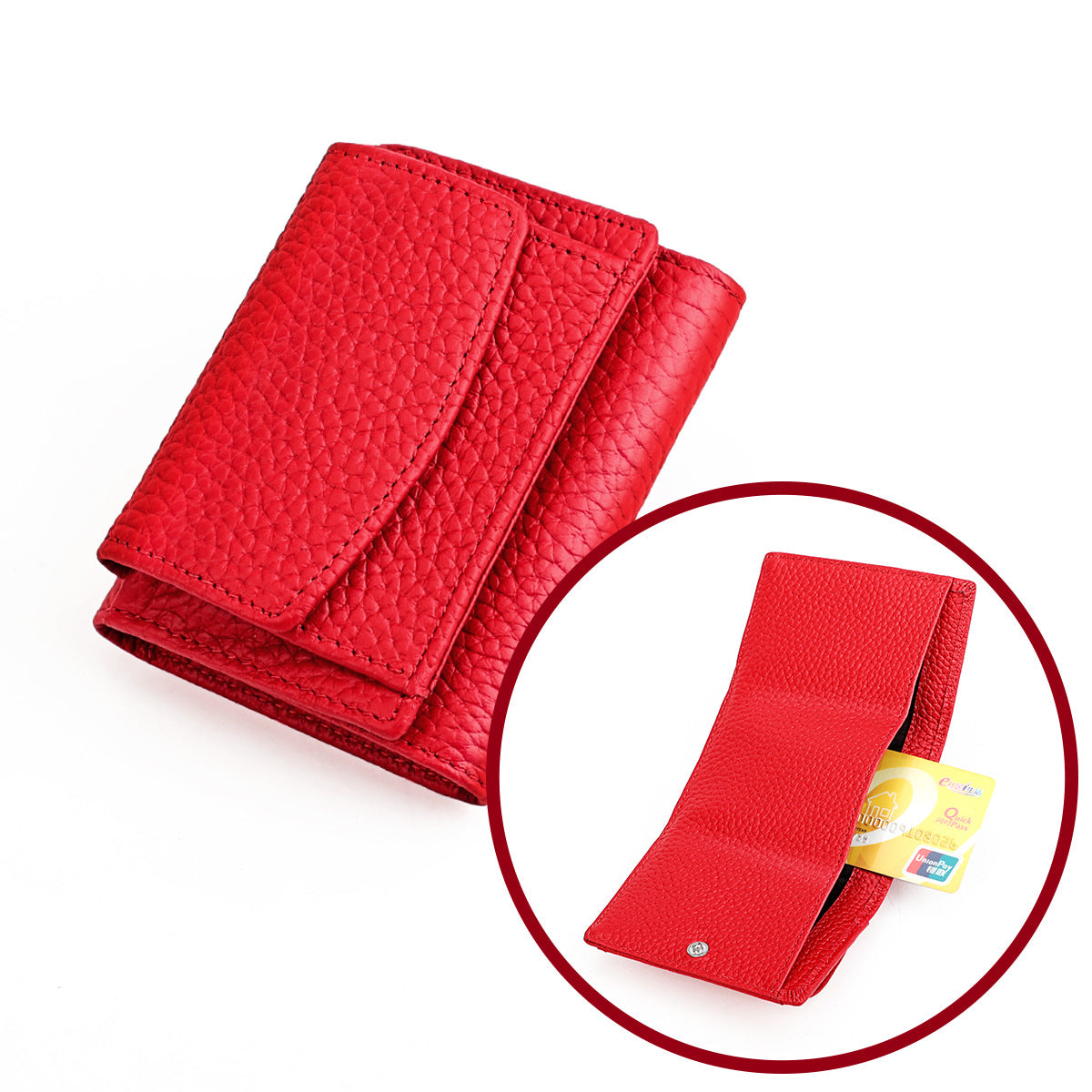 Elegant Women's Genuine Leather Loose Short Coin Purses