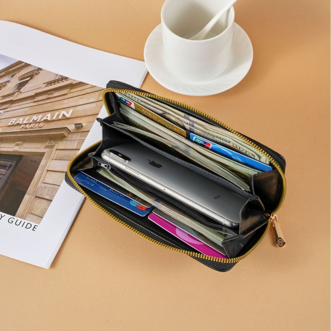 Women's Lychee Pattern Solid Color Fashion Simple Large Capacity Ladies Wallet