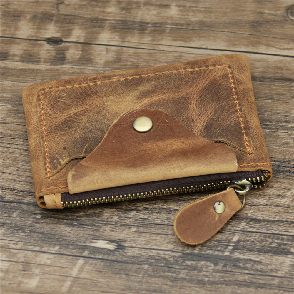 Genuine Leather Cowhide Crazy Horse Brown Card Holder