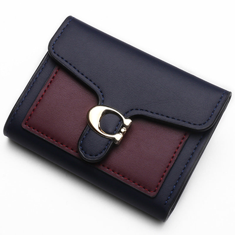 Women's Cute Fashion Short Contrast Color Folding Ladies Wallet