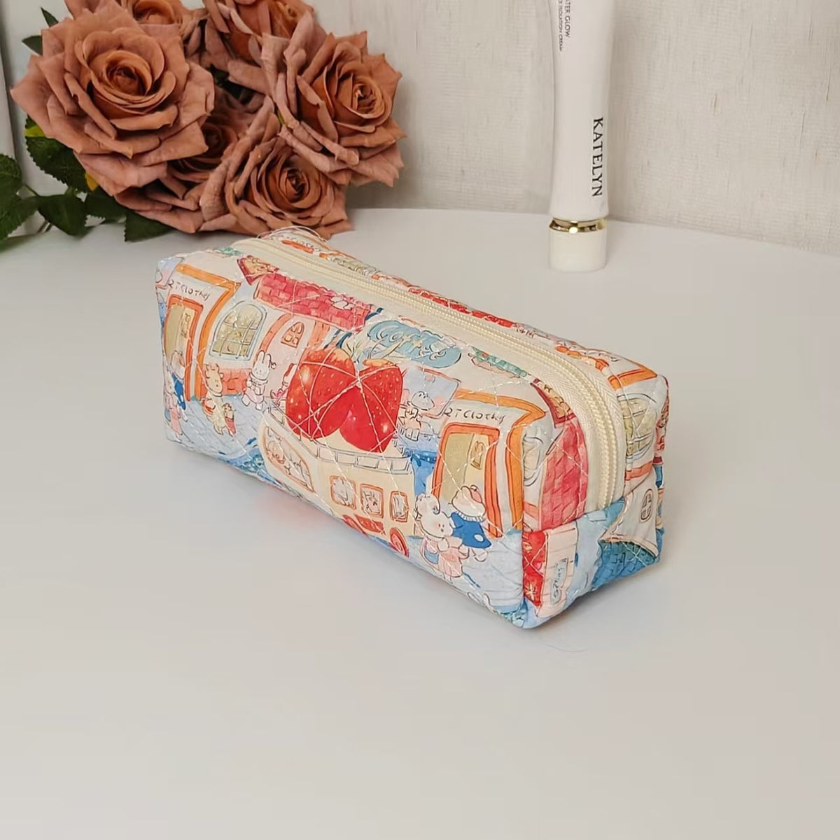 Wind Large Capacity Fabric Bow Printing Buggy Minority Simple Stationery Bags