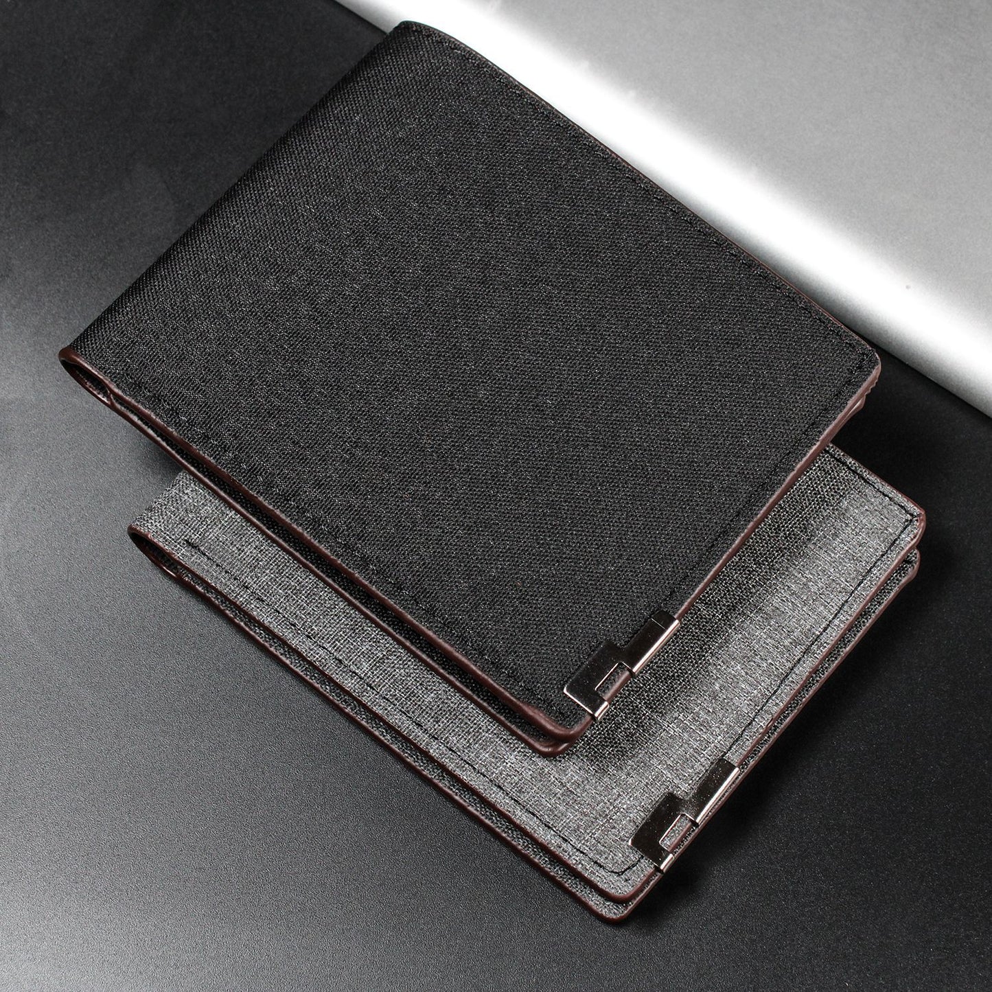 Men's Elegant Short Denim Blue Simple Men's Wallets