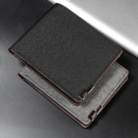 Men's Elegant Short Denim Blue Simple Men's Wallets