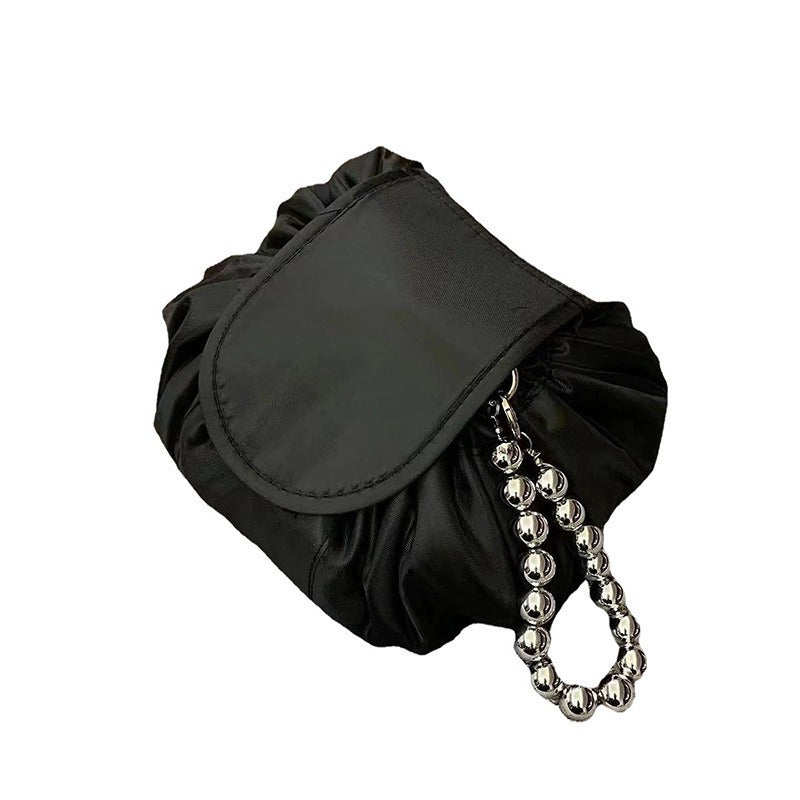 Molding Lazy Storage Black Satin Cosmetics Large Capacity Makeup Bag