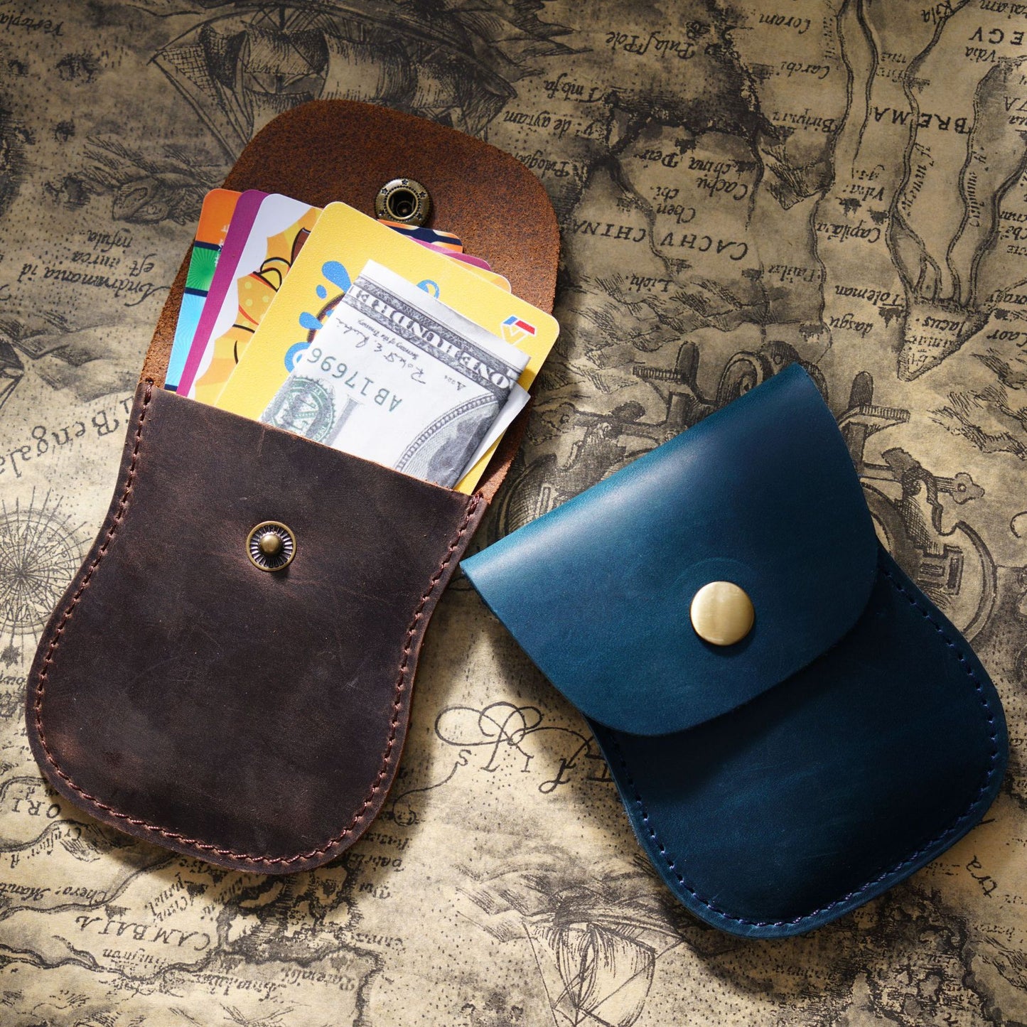 Horse Leather Creative Retro Cowhide Clamp Card Holder