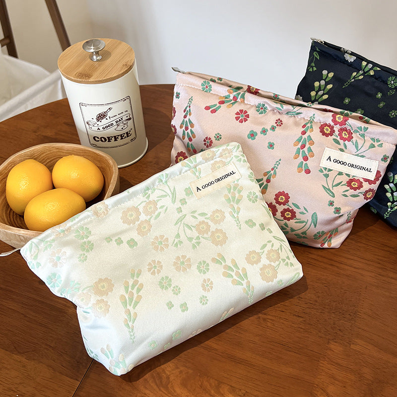 Blossom Canvas Portable Skin Care Buggy Out Makeup Bag
