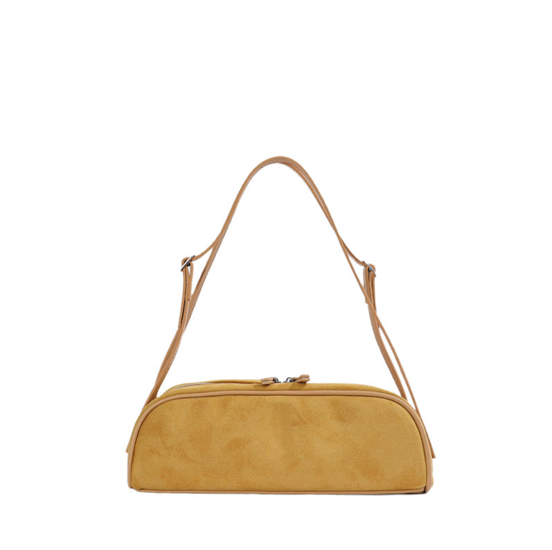 Women's Simple Soft Leather Commuter Underarm Bucket Bags