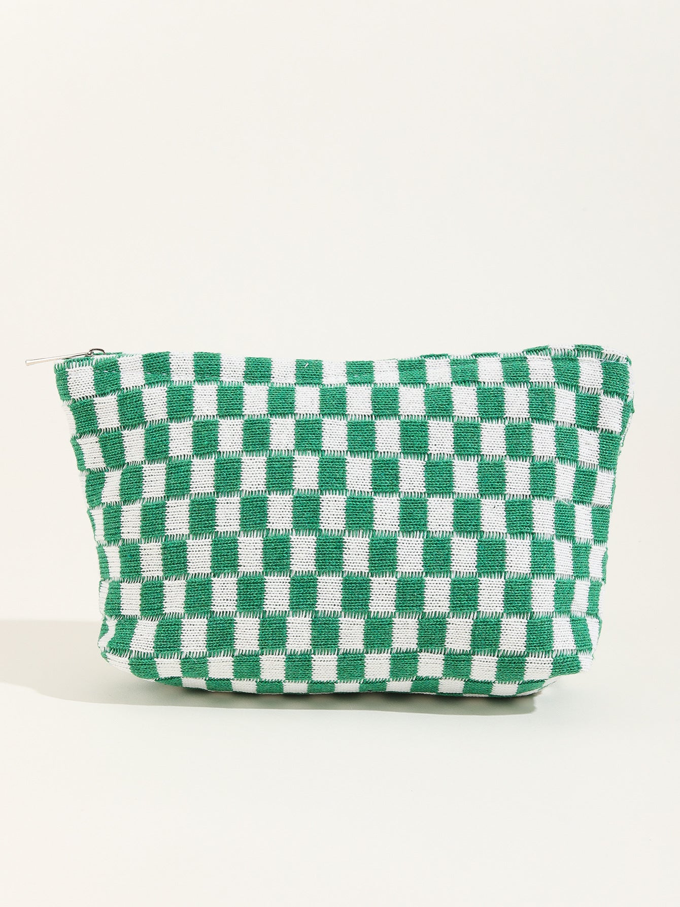 Large Wool Chessboard Grid Capacity Pencil Cosmetic Bags
