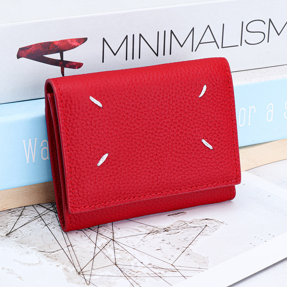 Women's Pure Cowhide Short Fashion Genuine Leather Purses