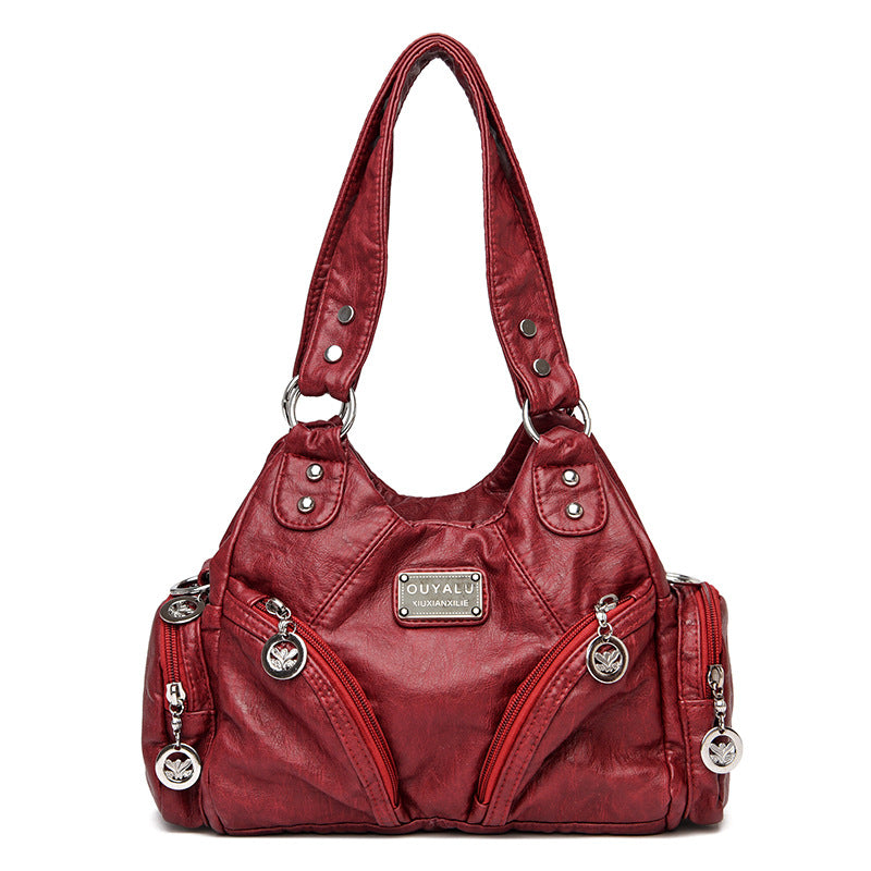 Women's Summer Retro Motorcycle Fashion Solid Color Crossbody Bags