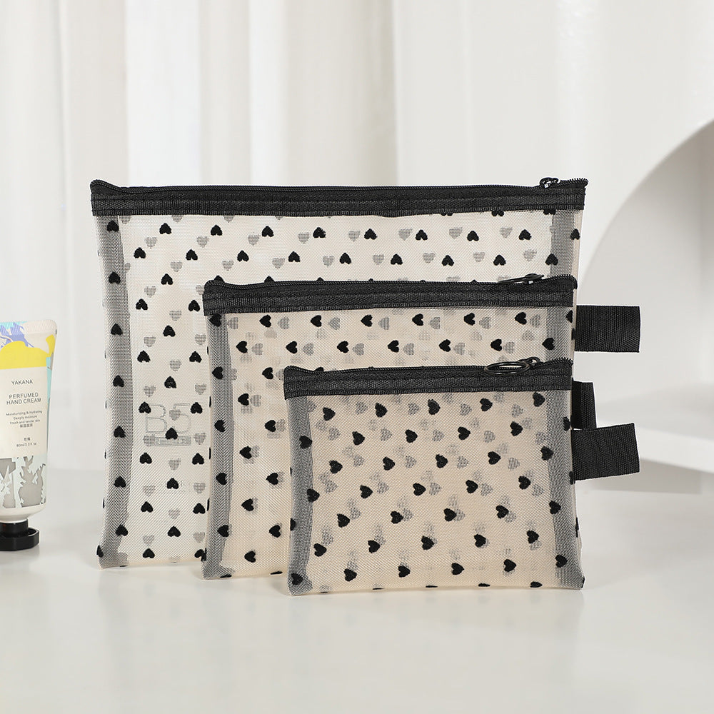 Women's Mesh Style Super Hot Portable Love Makeup Bag