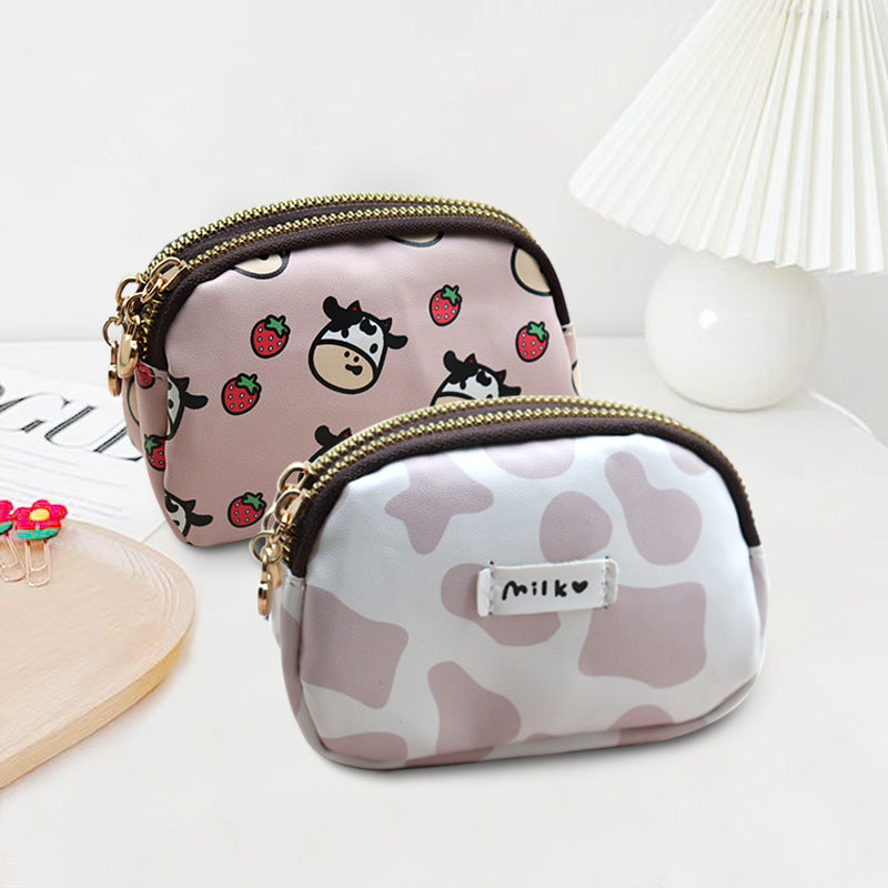 Cool Fresh Double Zipper Cute Cow Ladies Wallets