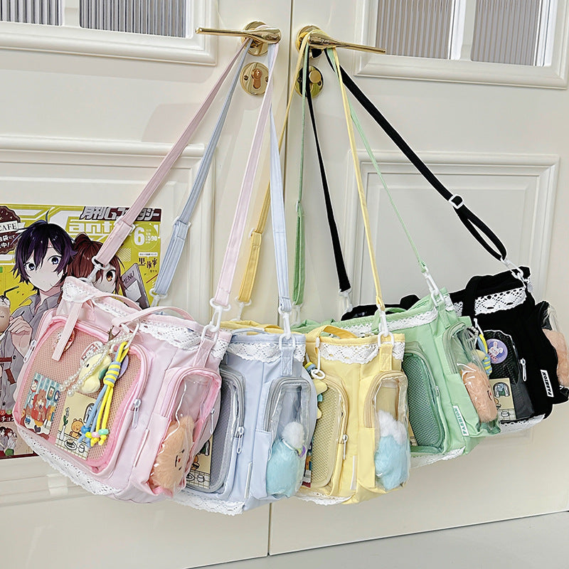 Girly Large Capacity Transparent Millet Bar Board Food Volume Lace Women's Messenger Bag