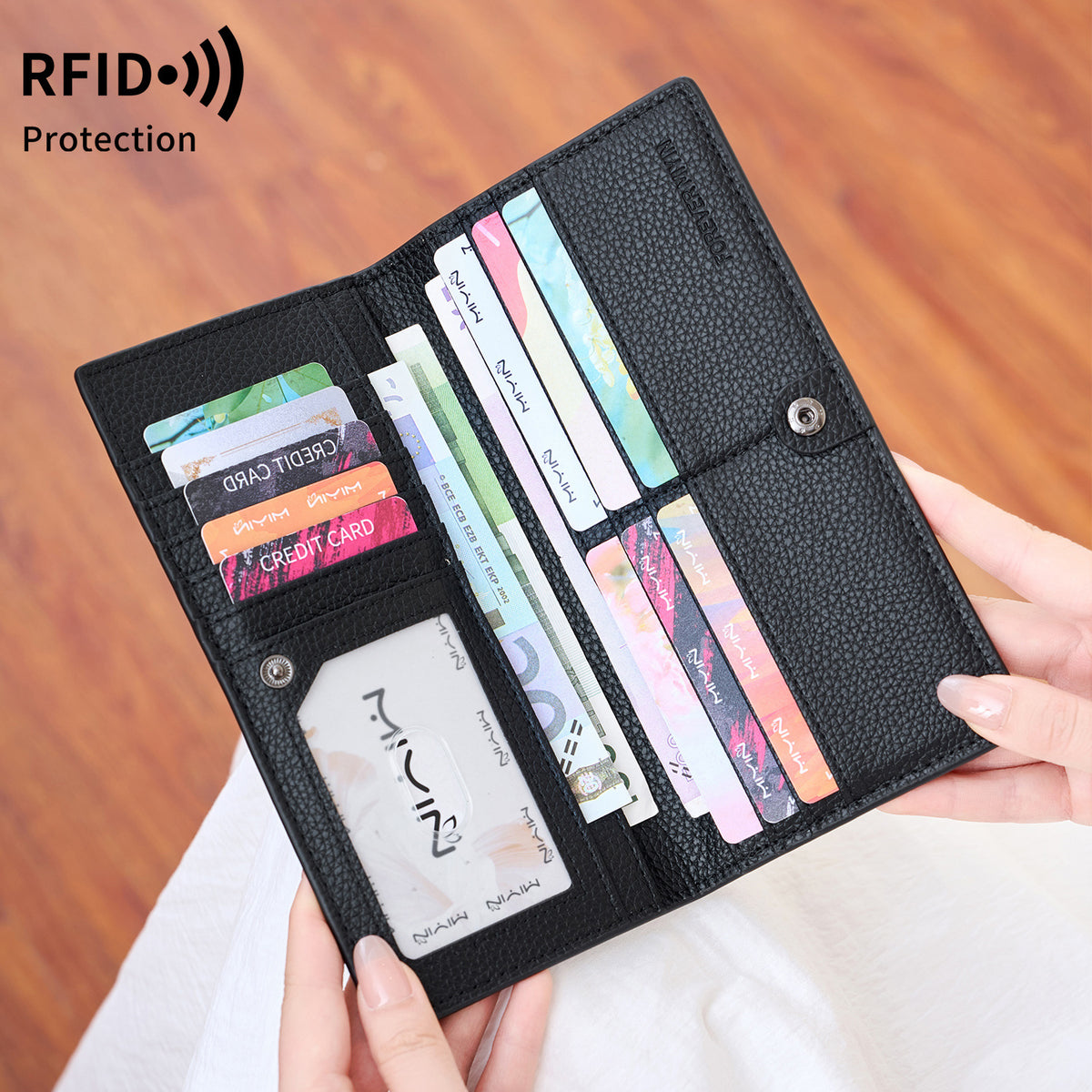 Women's Long Simple Solid Color Credit Multifunctional Card Holder