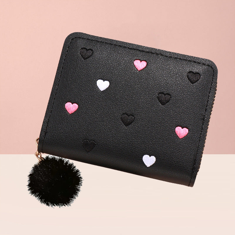 Zipper Short Exquisite Love Cute Heart Ladies Wallet