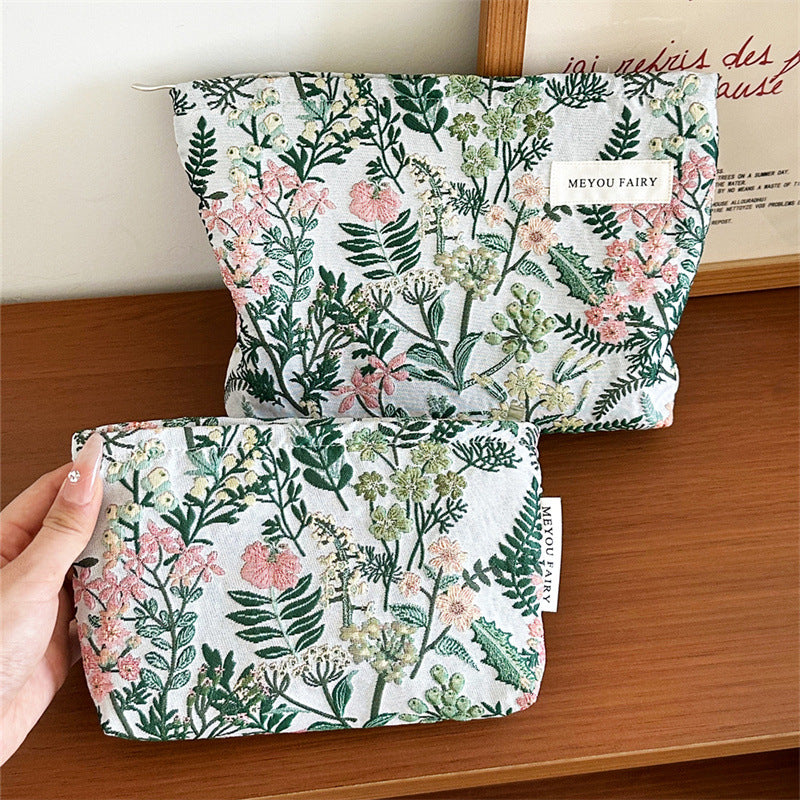 Vintage Flowers Branches Leaves Large Storage Hand-held Portable Makeup Bag