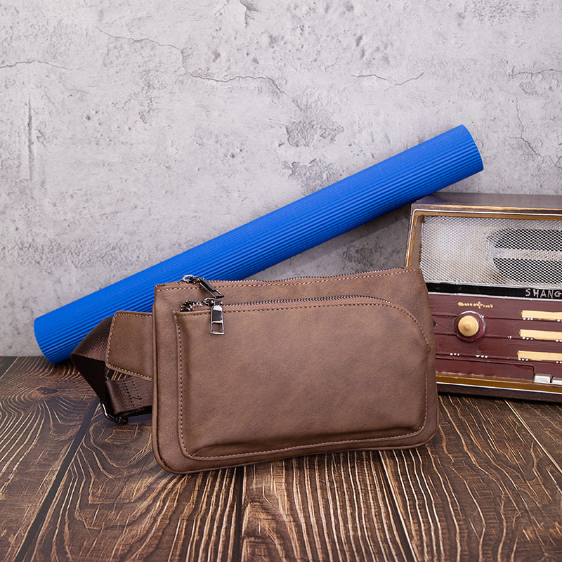 Innovative Men's Leather Cashier Mobile Retro Men's Waist Packs