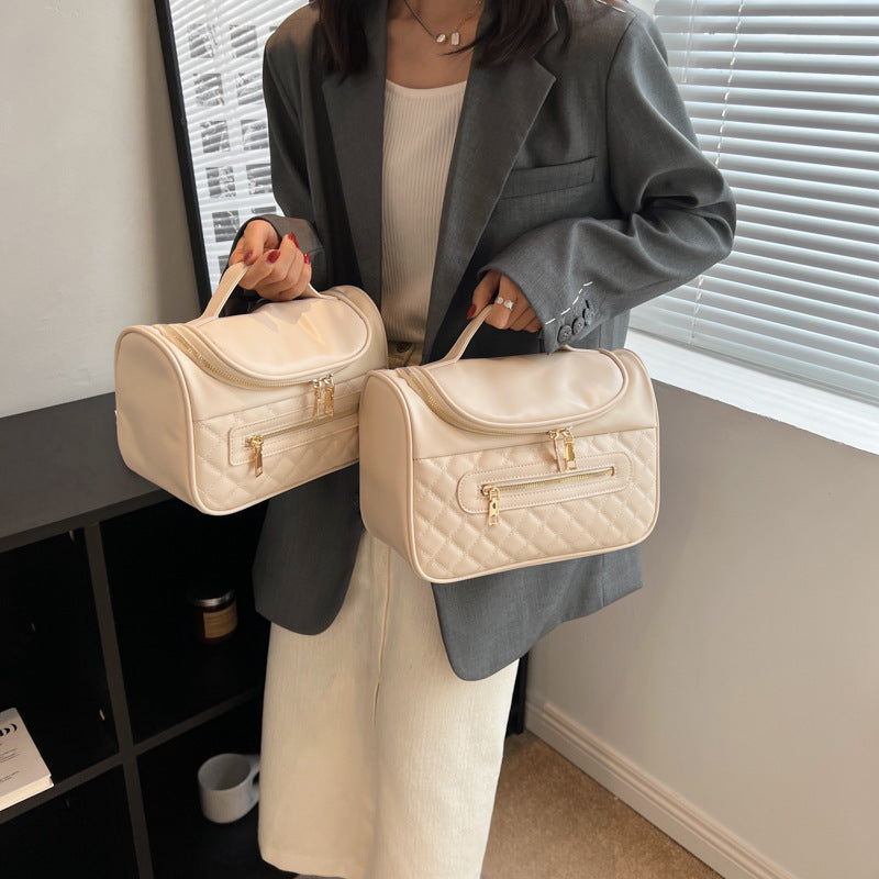 Large Capacity Toiletry Portable Cosmetics Storage Rhombus Material More Cosmetic Bags