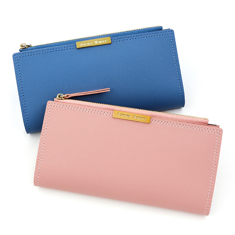 Women's Korean Long Multiple Slots Two-fold Clutch Thin Coat Ladies Wallet