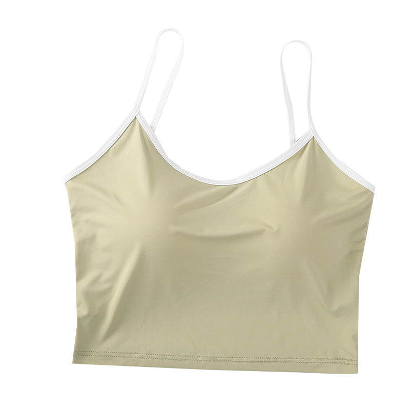Women's Ice Ribbon Chest Pad Backless Base Tanks Camis