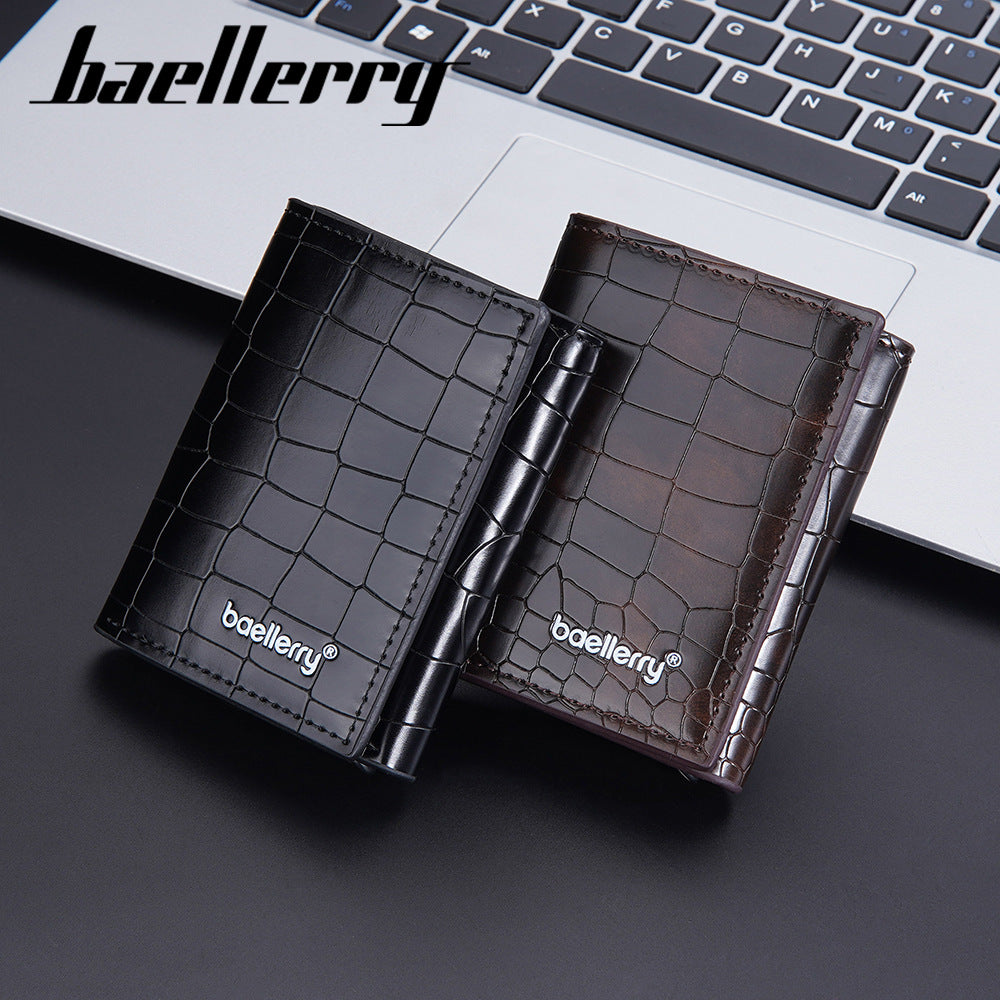 Men's Pattern Tri Fold Metal Aluminum Box Card Holder