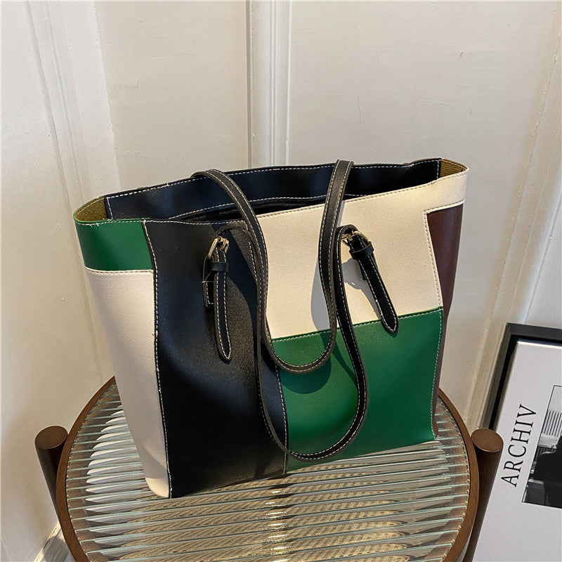 Women's Fashion Stitching Candy Color Western Style Soft Surface Handbags