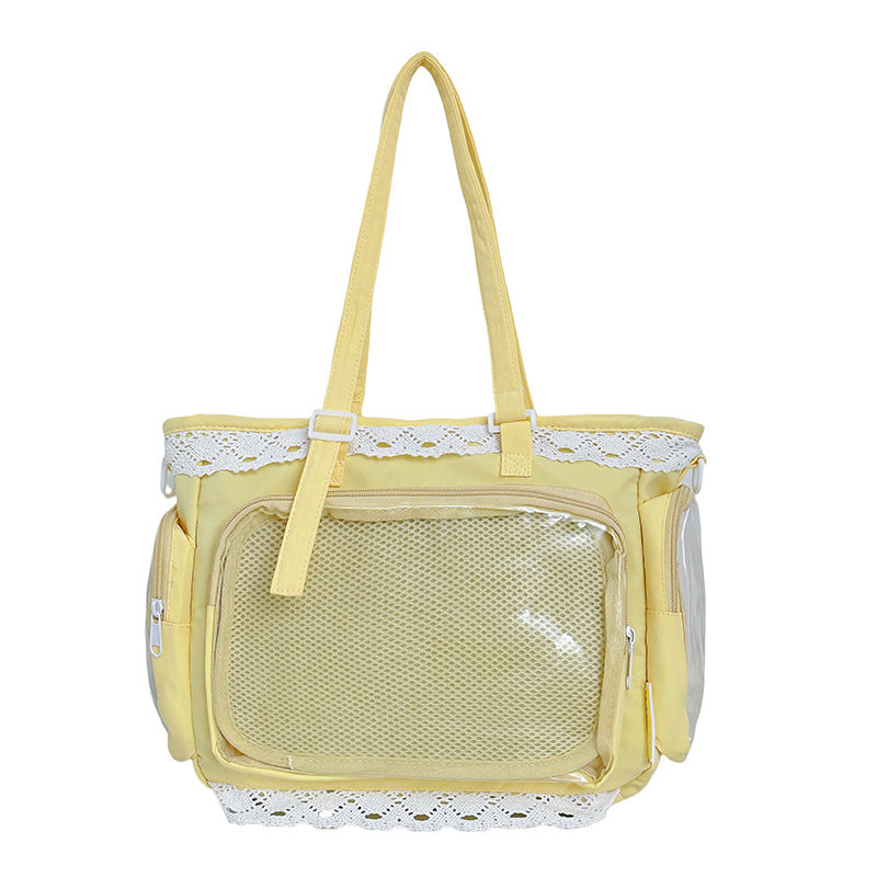 Girly Large Capacity Transparent Millet Bar Board Food Volume Lace Women's Messenger Bag