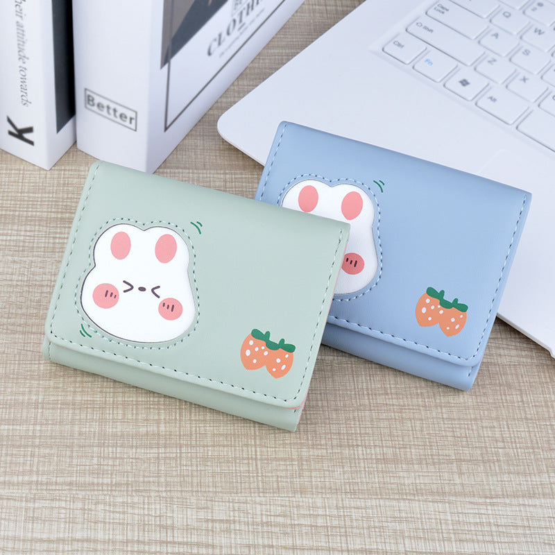 Women's Short Female Fresh Sweet Three Folding Soft Ladies Wallet