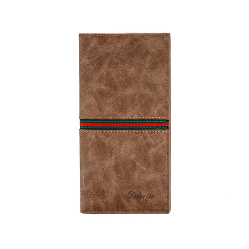 Men's Green Trendy Thin Long Patchwork Soft Men's Wallets