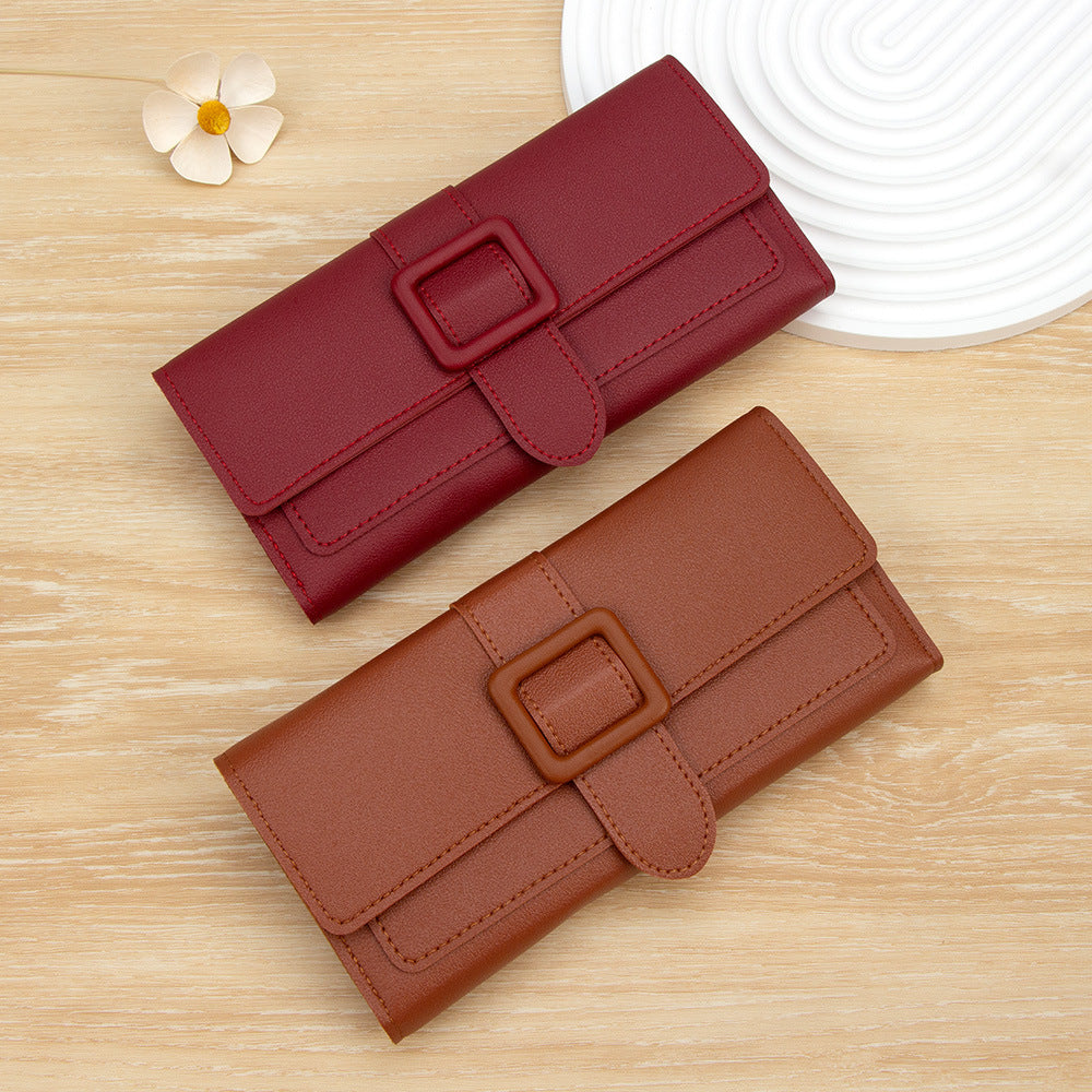 Women's Long Fashionable Simple Tri Fold Clutch Purses