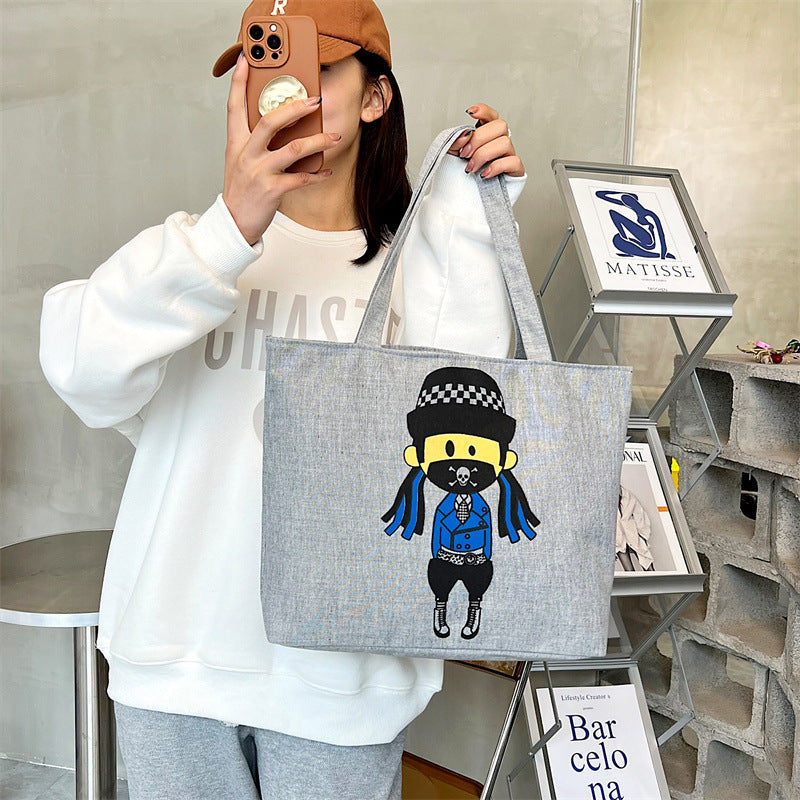 Printed Portable Canvas Female Shopping Art Women's Shoulder Bag