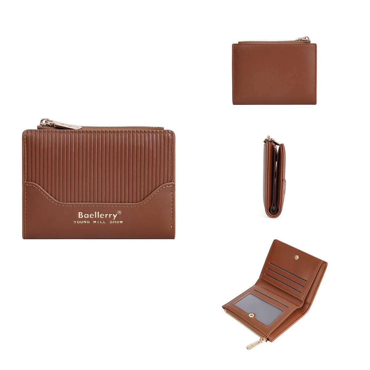 Women's Short Plaid Stitching Zipper Fashion Ladies Wallet