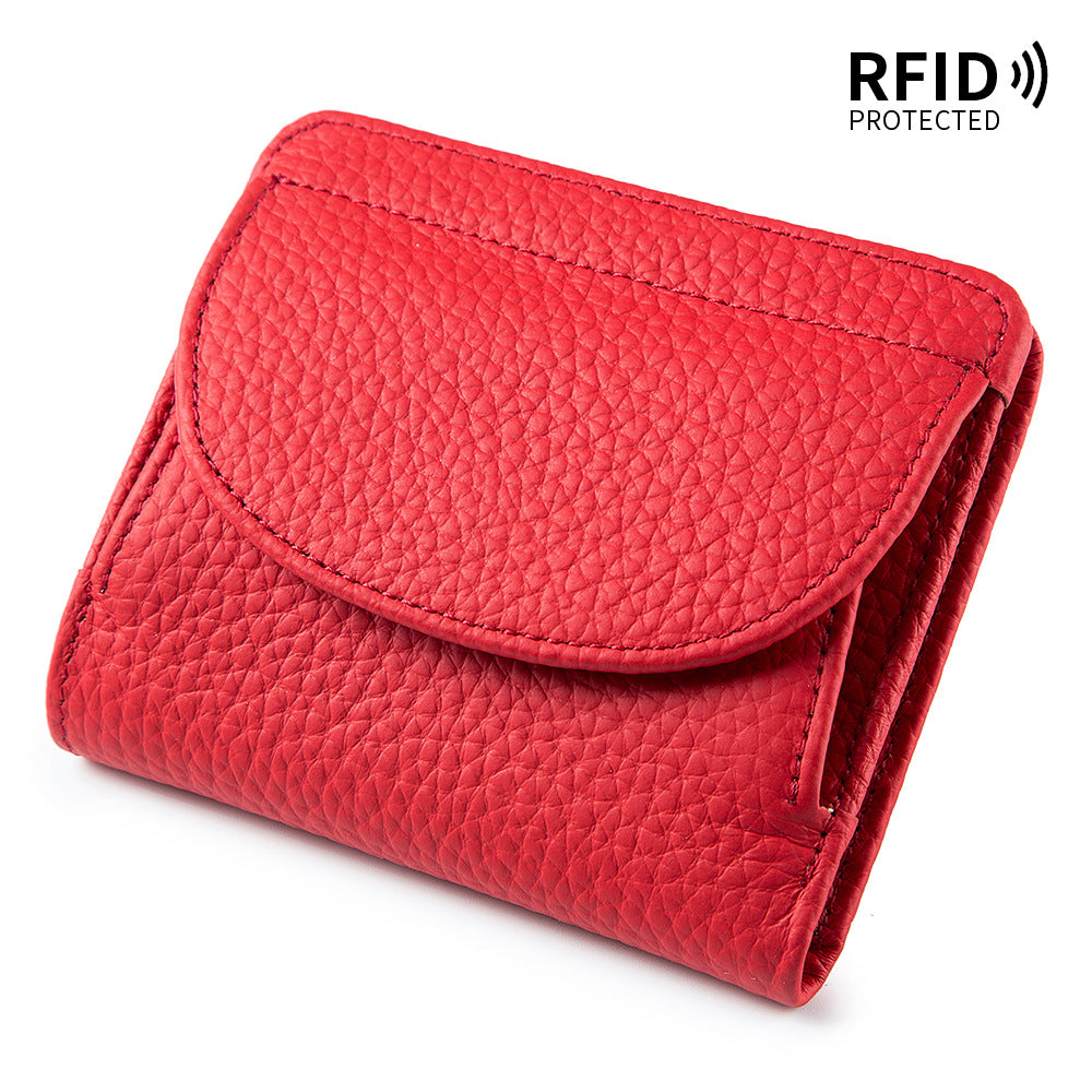 Women's Mini Simple Folding Genuine Leather Female Ladies Wallets