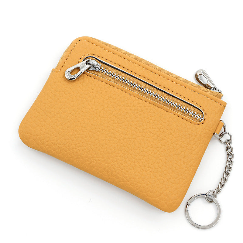 Litchi Pattern Zipper Dark Cell Multifunctional Card Holder