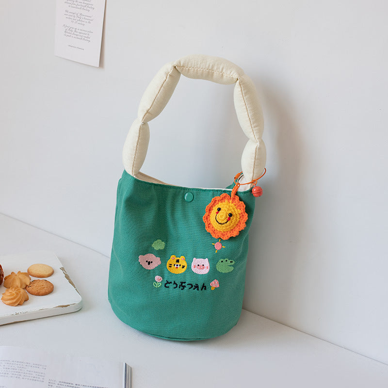 Summer Canvas Underarm Female Niche Cute Embroidered Flower Handbags