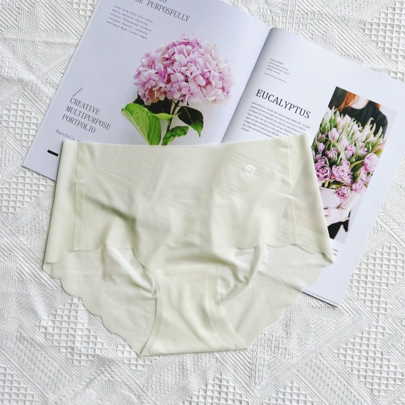 One-piece Ice Silk Underwear Ladies Mid Panties