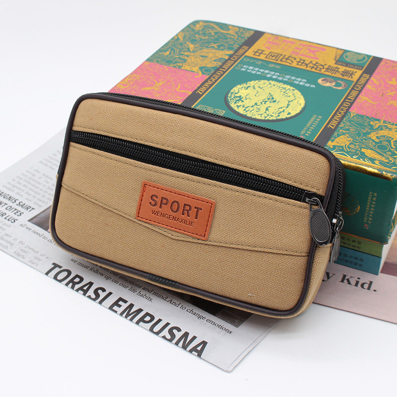 Men's Canvas Horizontal Vertical Zipper Construction Site Phone Bags