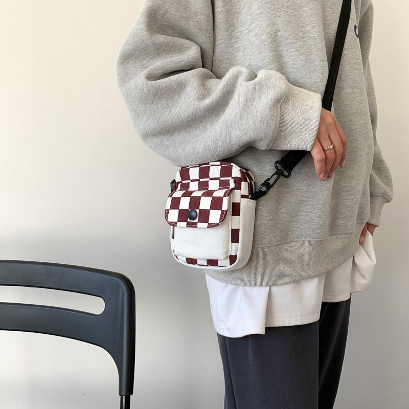 Women's Retro Color Plaid Simple Fashion Trendy College Women's Messenger Bag